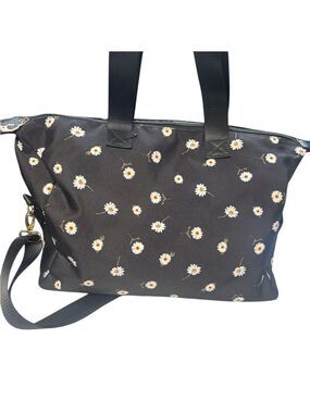 Alice + Olivia Daisy Print Weekend Duffel Bag By Stacey Bendet 16" x 11" Black